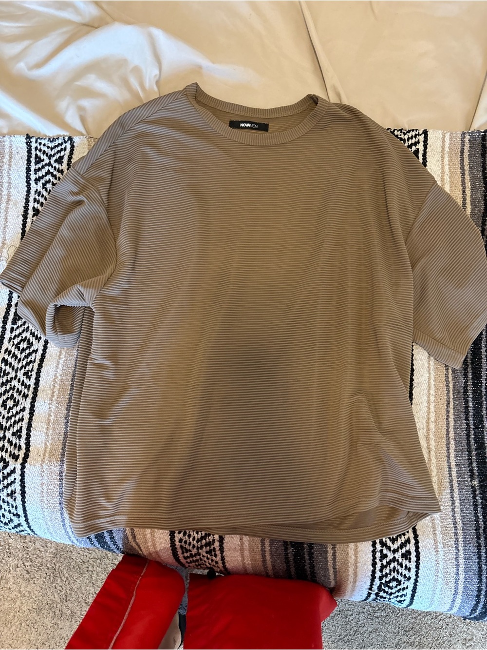 Men's Ribbed Short-Sleeve Shirt in Taupe